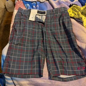 Oakley Men's Athletic Shorts in Bluish Green And Pink